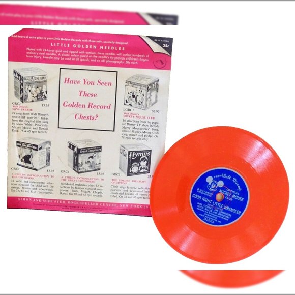 1950s LITTLE GOLDEN RECORDS~Disney~GOOD NIGHT LITTLE WRANGLER~78 rpm RED VINYL - Picture 2 of 2